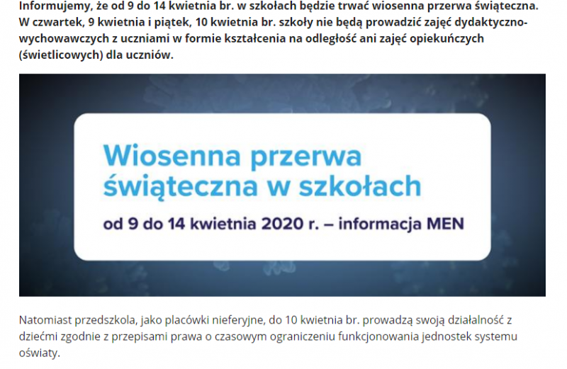 Wiosenna przerwa świąteczna