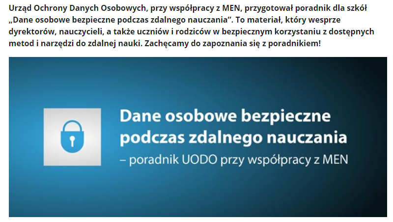 Dane osobowe bezpieczne podczas zdalnego nauczania