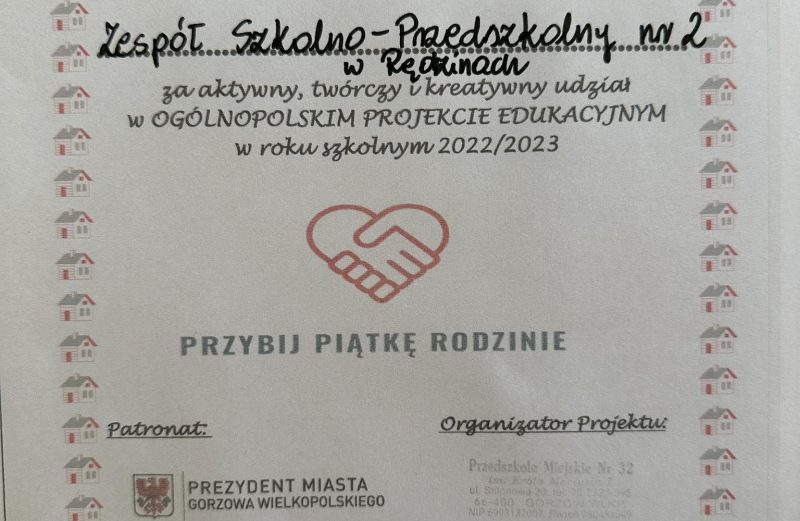 Zakończenie Ogólnopolskiego Projektu Edukacyjnego pt.„Przybij Piątkę Rodzinie”